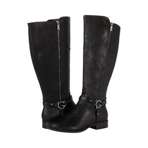 GBG Los Angeles Black Tall Riding Boots 6.5M Faux Leather Quilted Luxury Preppy